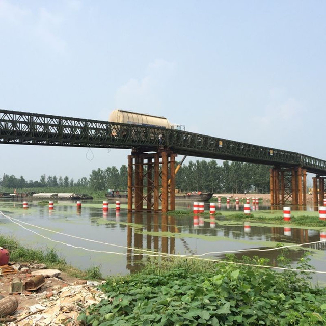 Ponte Bailey (CB-200.140 m de comprimento, largura livre: 4,2 m) para o 12º grupo da China Railway, cidade de Yancheng, província de Jiangsu